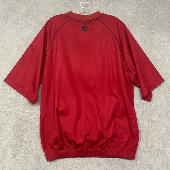 FootJoy Shirt Mens Medium Red Windshirt Pullover V Neck Pockets Golf FJ - Picture 8 of 10